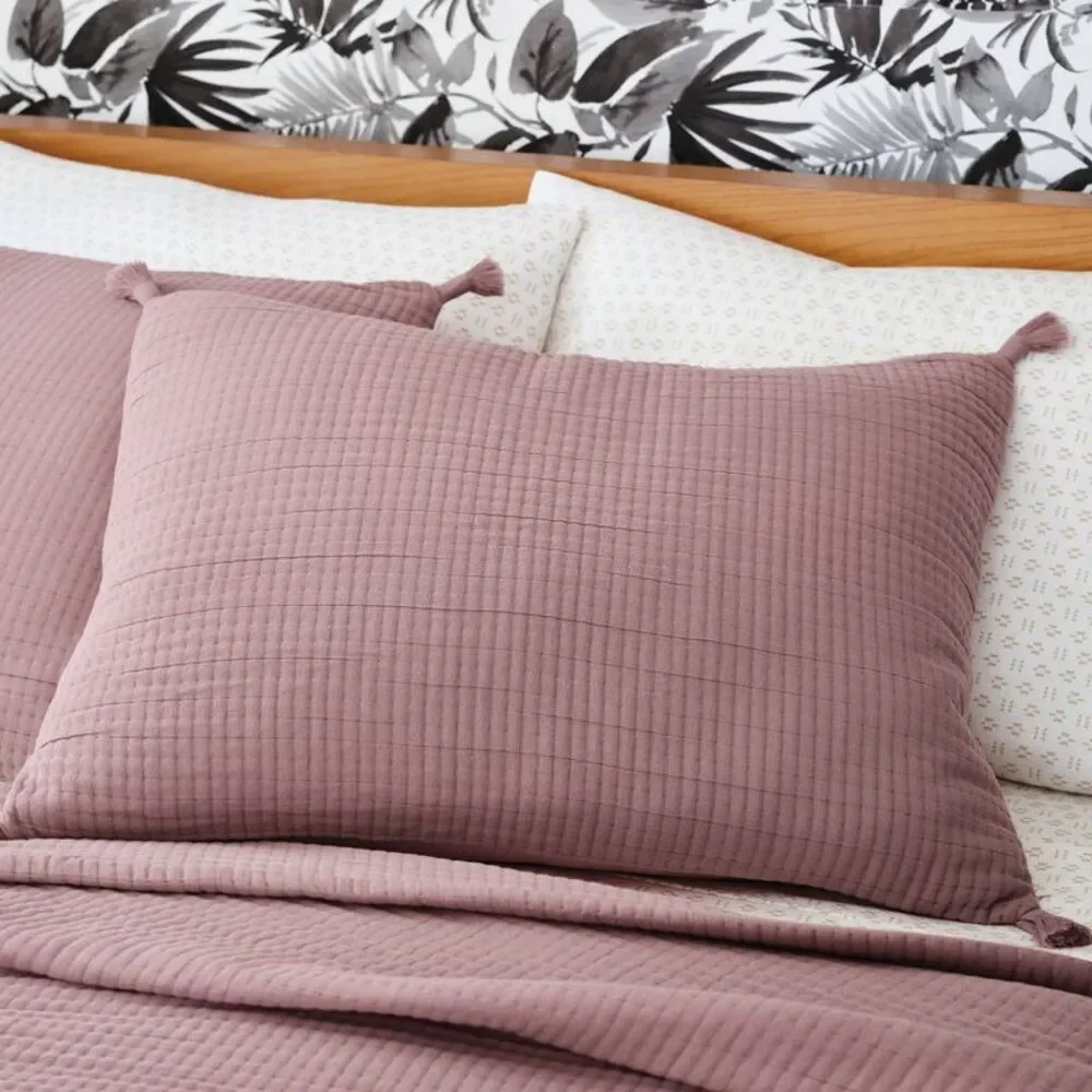 Threshold Mauve Quilted Pillow Sham with Tassels